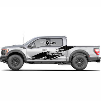 2x New Ford F 150 Raptor 2022 Destroyed Doors Side Bed Graphic Decal Sticker
