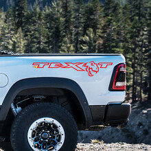 T-Rex and Custom Text Bedside Vinyl Decal Kit for Dodge Ram Rebel 1500 TRX_2