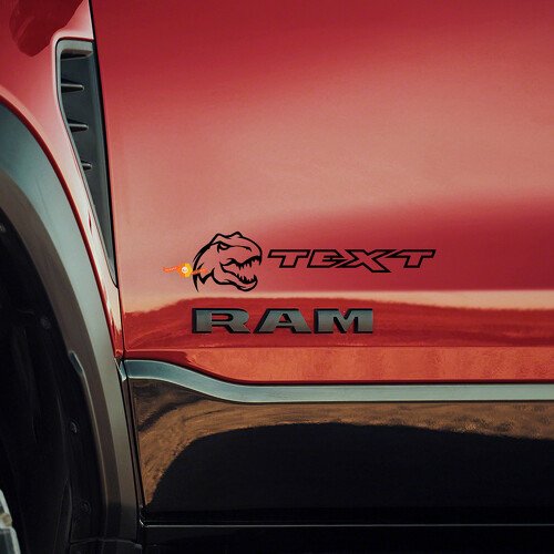 Small T-Rex Custom Text Side Vinyl Decal Kit for Ram 1500 TRX Rebel