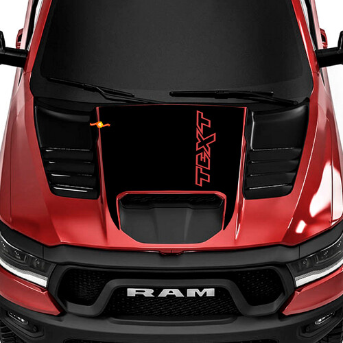 Custom Text Blackout Hood Vinyl Decal for Dodge Ram Rebel 1500 TRX