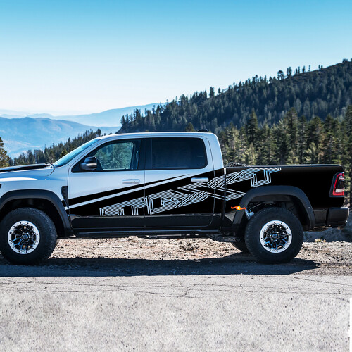 Outline Style Custom Text Side Vinyl Decal Kit for Dodge Ram Rebel 1500 TRX 