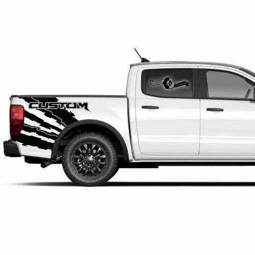CUSTOM Diagonal Torn Bedside Pair Bedside Vinyl Decal Sticker for Ford F-150 2022