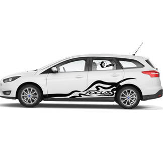 Pair Ford Focus Mountains Side Door Rocker Panel side stripes decals Graphic Kit
