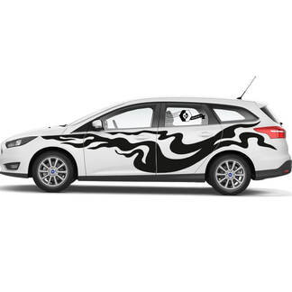 Pair New Ford Focus Splash Wrap Side Door Rocker Panel side stripe decals Graphic Kit
