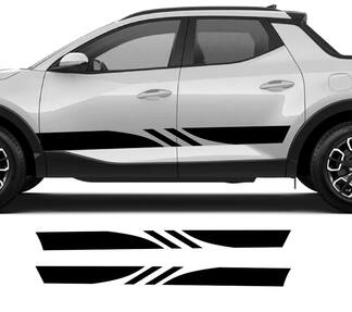 Pair Modern Rally Side Doors Rocker Panel Logo Vinyl Stickers Decal Graphic fit to Hyundai Santa Cruz
