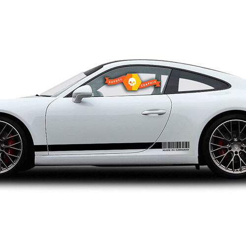 Pair Porsche  911 MADE IN GERMANY Carrera Side Decals Any Colors Vinyl Stickers Decals
