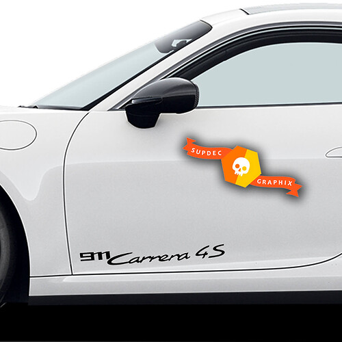 Pair Porsche Stickers  Porsche 911 Carrera 4S Door Side Decal Sticker
