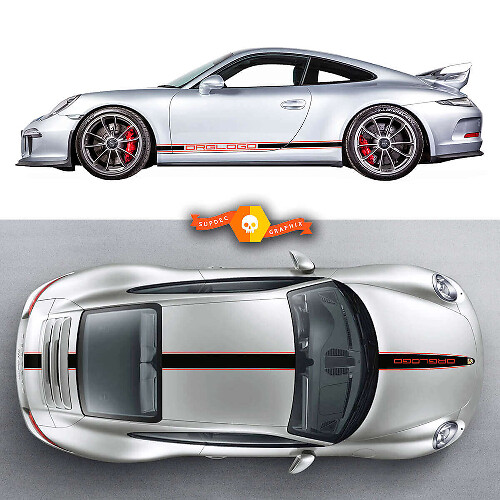 GT3 RS Style Racing Stripes Vinyl Decal Kit for Porsche 911 991 