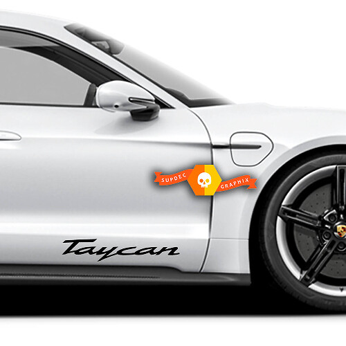 Pair Porsche Stickers Taycan Porsche  Doors Side Decal Sticker
