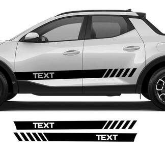 Custom Text Rally Side Rocker Panel Shadow Vinyl Stickers Decal Graphic Kit fit to Hyundai Santa Cruz
