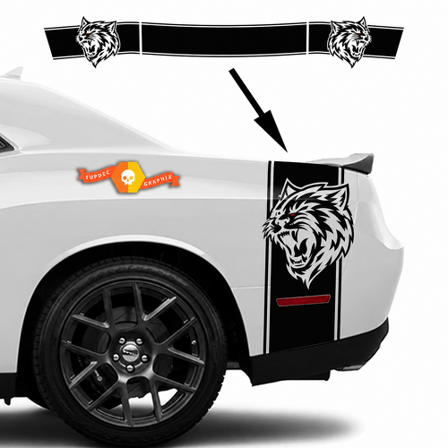 Custom Cat Head Side and Tail Band Kit Rear Fender Trunk Vinyl Decal Sticker for Dodge Challenger Hellcat 2015-2023