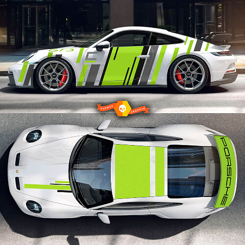 3 Colours Porsche 991 gt3 Stickers Kit  Hood Roof Tail Spoiler Wrap Full Body Stripes Decal Sticker
