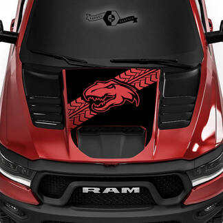 Dodge Ram Rebel 2022+  2023+ 1500 TRX Hood Dinosaurs Tire Track T-Rex TRX Truck Vinyl Decal Graphic
