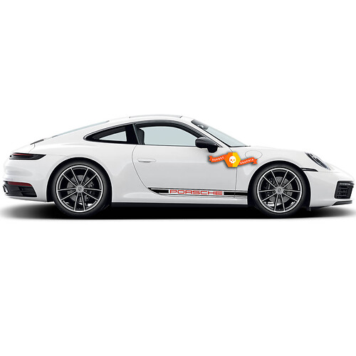 2 Porsche 911 992 turbo S Side Decal Rocker Panel Stripes Doors Kit Decal Sticker
