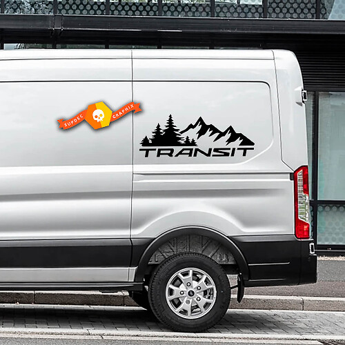 2023 FORD TRANSIT-TRAIL Mountain Forest Logo TRANSIT Vinyl Stickers Decals Any Size Fits to Nissan, Toyota, Chevy, GMC, Dodge, Ford
