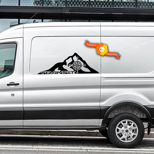 Pair 2023 FORD TRANSIT-TRAIL Mountain Compass Logo Vinyl Stickers Decals Any Size For Nissan, Toyota, Chevy, GMC, Dodge, Ford
