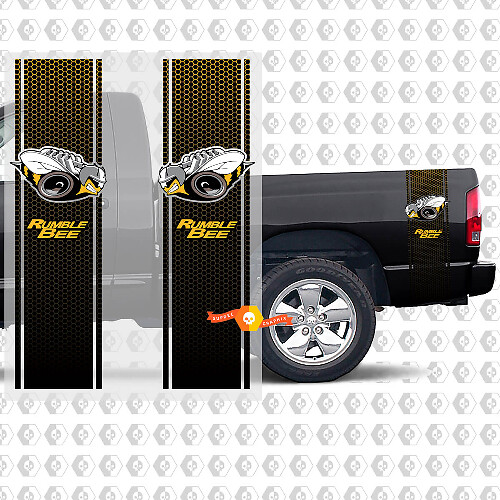 Rumble Bee Style Honeycomb Side Stripes Vinyl Decals for Dodge Ram 1500