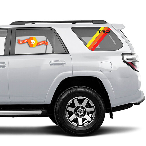 Pair of 2010-2023 Toyota 4Runner Retro PRECUT Window Racing Stripes TRD Stripes Side Vinyl Decals Stickers - Yellow Orange Red
