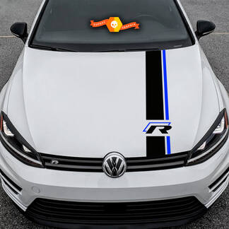 Hood Strip Any Year Stickers Exclusive Design Decal  for Volkswagen VW Golf R Graphics 2 Colors
