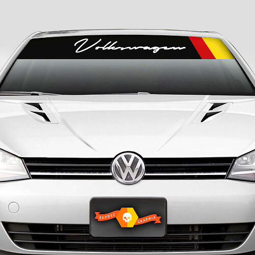 Volkswagen Script German Flag Windshield Sunstrip Decal for VW Golf