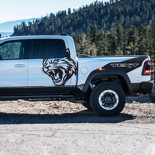 Wildcat and Custom Text Door Bedside Vinyl Decal Sticker for Dodge Ram 1500