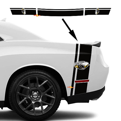 Rumble Bee Dual Stripes Bedside Trunk Vinyl Decal Kit for Dodge Challenger 2022+_1