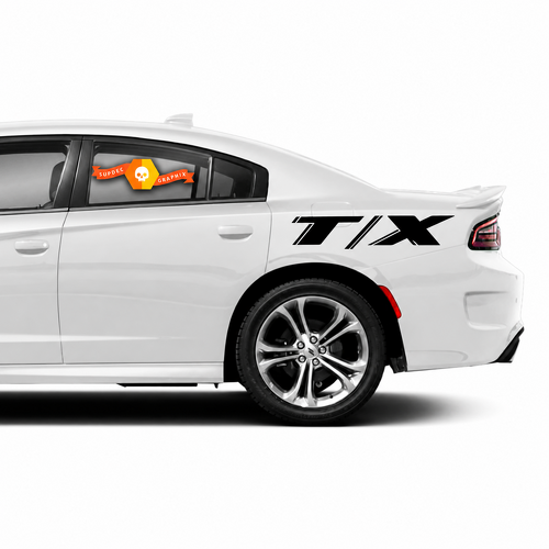 T/X Solid Quarter Lettering Pair Rear Fender Vinyl Decal Sticker for Dodge Charger