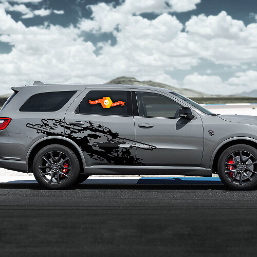 Destroyed Splash Stripe Pair Side Rear Fender Vinyl Decal Sticker for Dodge Durango SRT