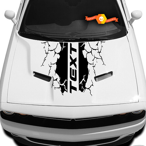 Hood Decal Graphics Vinyl Vehicle Dodge RT Hemi Mopar Charger Or Challenger Stickers - Custom Text
