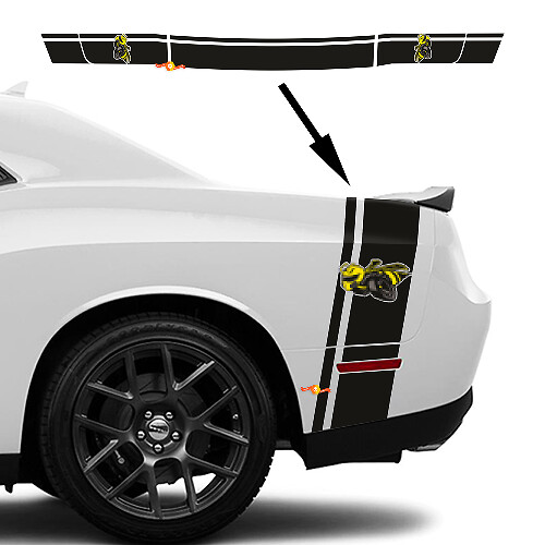 Drag Bee Style Rear Tail Stripes Vinyl Decal Kit for Dodge Challenger or Charger