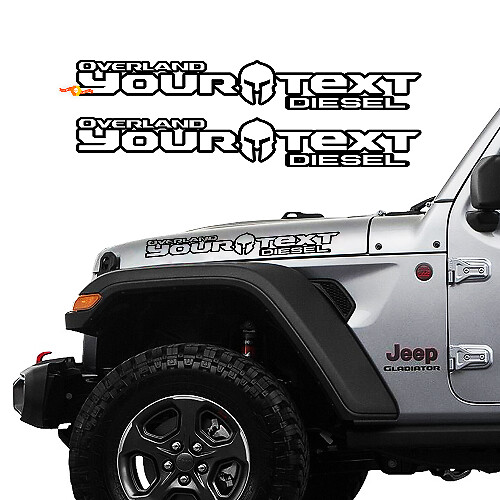 2 Jeep Hood Gladiator Helmet Overland Diesel Vinyl Graphics decals sticker
