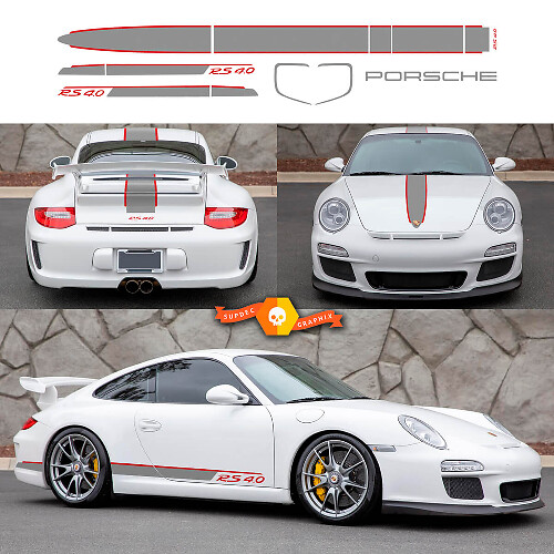 Racing Outline Over the Car and Side Stripes Vinyl Decal Kit for Porsche 911 GT3 RS 4.0