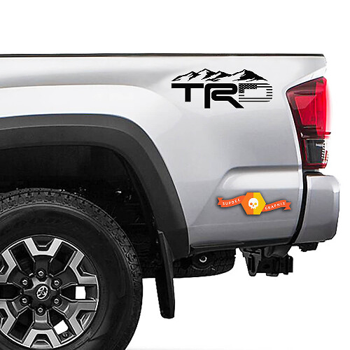 TRD Mountain American Flag Decals Stickers Vinyl Bedsides Toyota Truck Tacoma Tundra Off Road Sport Graphic
