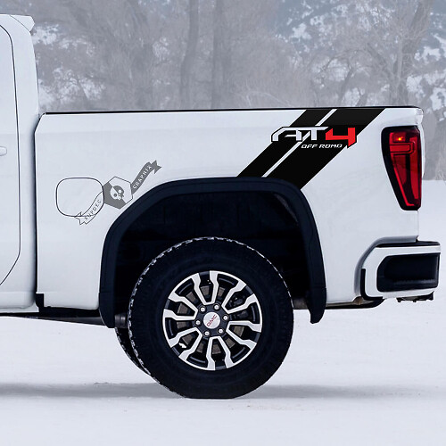 AT4 Off-Road Rear Side Stripes Vinyl Decal Set for GMC Sierra 1500