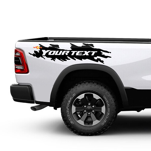 Custom Text Distressed Style Bedside Vinyl Decal Sticker for Dodge Ram 1500