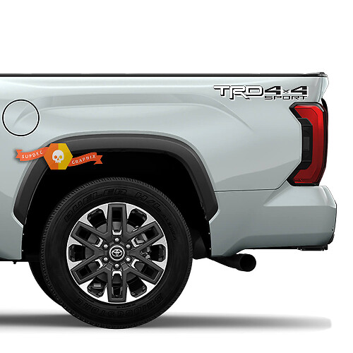 Pair Toyota Tundra 2023 TRD Ute 4x4 Sport Toyota Racing Decal Vinyl Sticker White and Grey
