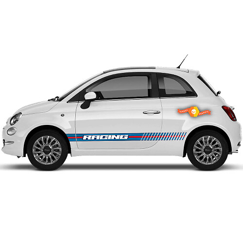Pair Fiat 500 Abarth Sport Martini Racing Doors Side Decal Sticker Stripes Wheels
