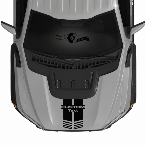 CUSTOM Text Dual Hood Stripe Kit Hood Vinyl Decal Sticker for Ford F-150 2022-2023