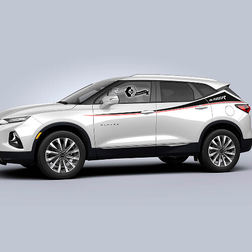 Pair Chevrolet Blazer 2023 Side Side Doors Up 2 Colours Stripe Logo Vinyl Decal Sticker
