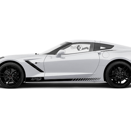 Racing Flag Stripe Rocker Panel Vinyl Decals for Chevrolet Corvette
