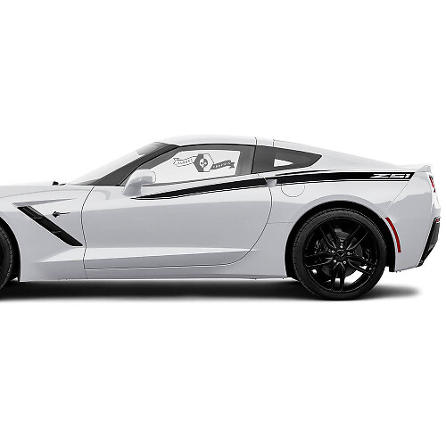 2x Chevrolet Corvette Side Doors Up Bed Up Accent Line Logo Z51 Trim Stripe Vinyl Decal Sticker
