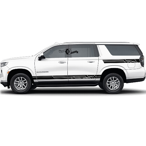 Pair Chevrolet Suburban Side Rocker Panel Stripes Lines Doors Bed Vinyl Decal Sticker
