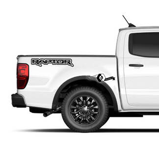 Pair Ford F-150 Raptor 2022 2023+ Side Bed Outline Trim Logo Graphics Set Decal Stickers