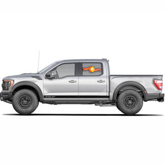 Pair Ford F-150 Raptor SHELBY 2022 2023+ Side Doors Lines Graphics Set Logo Stripe Decal