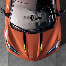 2020 2022 2023 Chevrolet Corvette C8 Stingray Hood Corvette Classic Сheckerboard Flags Logo Sticker Decal Stripes 2 colors
 2