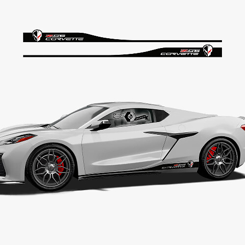 2x Chevrolet Corvette Z06 Side Two Colors Rocker Panel Stripes logo Vinyl Decal Sticker
