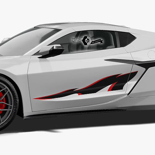 2x Chevrolet Corvette Z06 Side Doors Stripes Stingray 2 Colors Vinyl Decal Sticker
