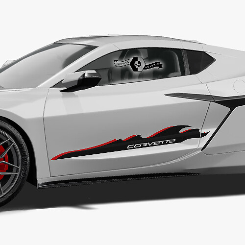 2x Chevrolet Corvette Z06 Side Doors Stripes Stingray 2 Colors Trim Up Logo Vinyl Decal Sticker
