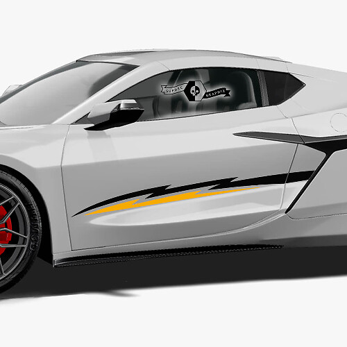 2x Chevrolet Corvette Z06 Side Doors Up Stripes Stripes 2 colours Vinyl Logo Decal Sticker
