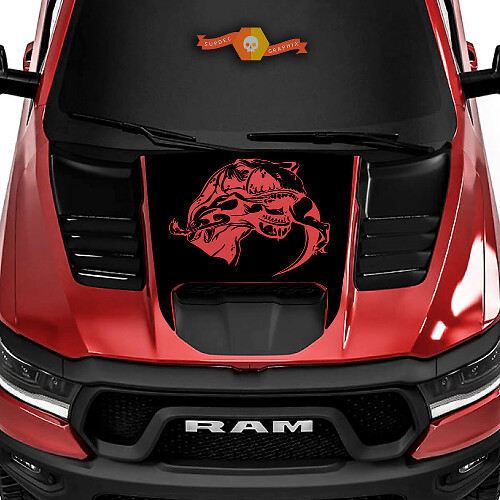 T-Rex Eating Raptor Hood Vinyl Decal for Ram 1500 TRX